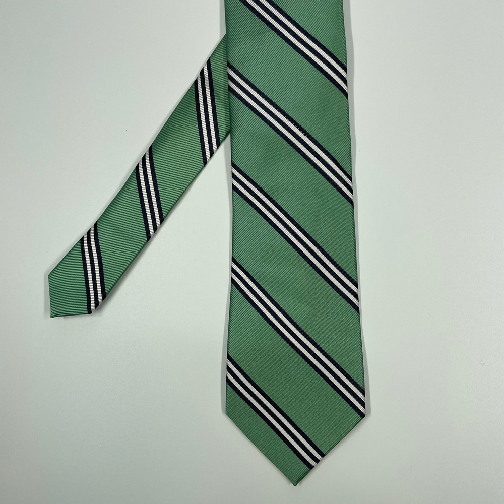 Merona Green Striped Silk Necktie Classic Business Mens OS